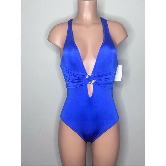New. Trina Turk blue one piece. Size 4. Retails $144 - Picture 4 of 10